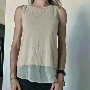 Nordstrom, Premise studio, mesh thank top, sleeveless shirt, beige,  size M